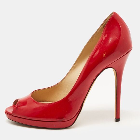 Jimmy Choo Shoes - Jimmy Choo Red Patent Leather Quiet Platform Pumps Size 40